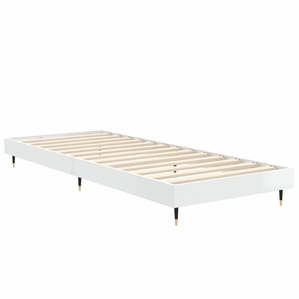 Bed frame high gloss white 75x190 cm wood material