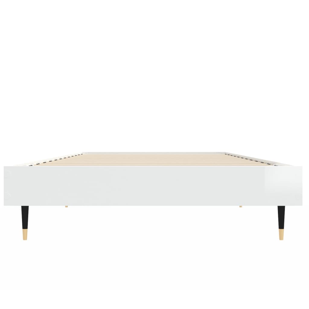 Bed frame high gloss white 75x190 cm wood material