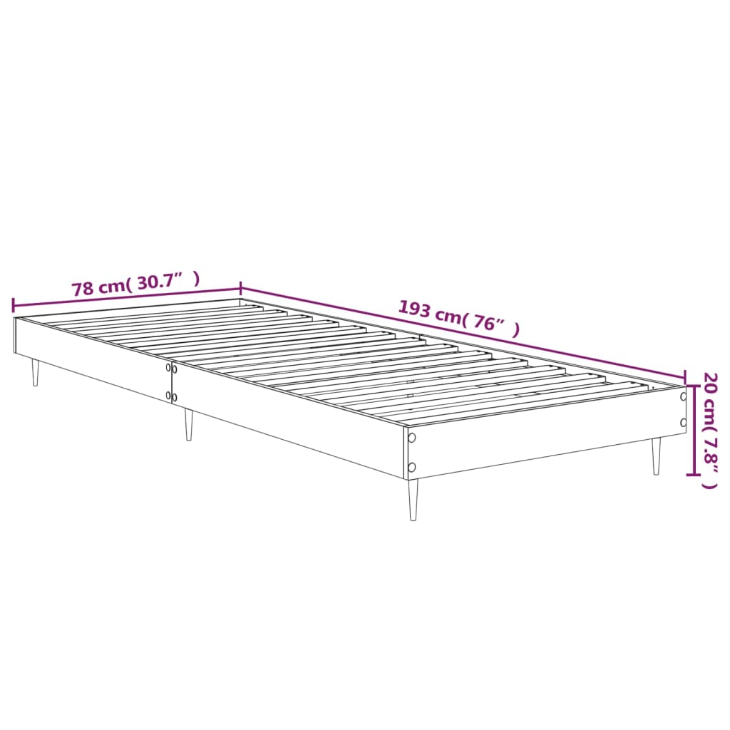 Bed frame high gloss white 75x190 cm wood material