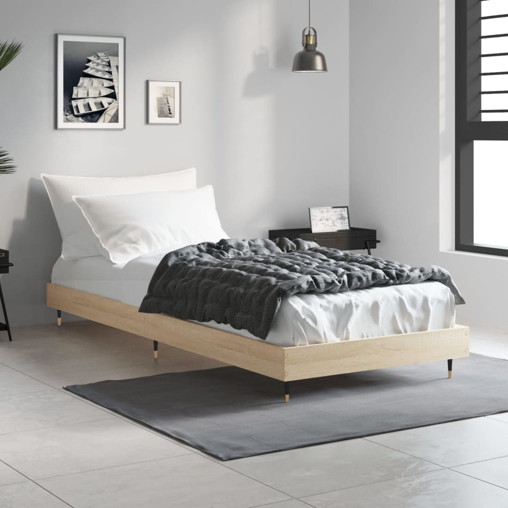 Bed frame without mattress Sonoma oak 75x190 cm wood material