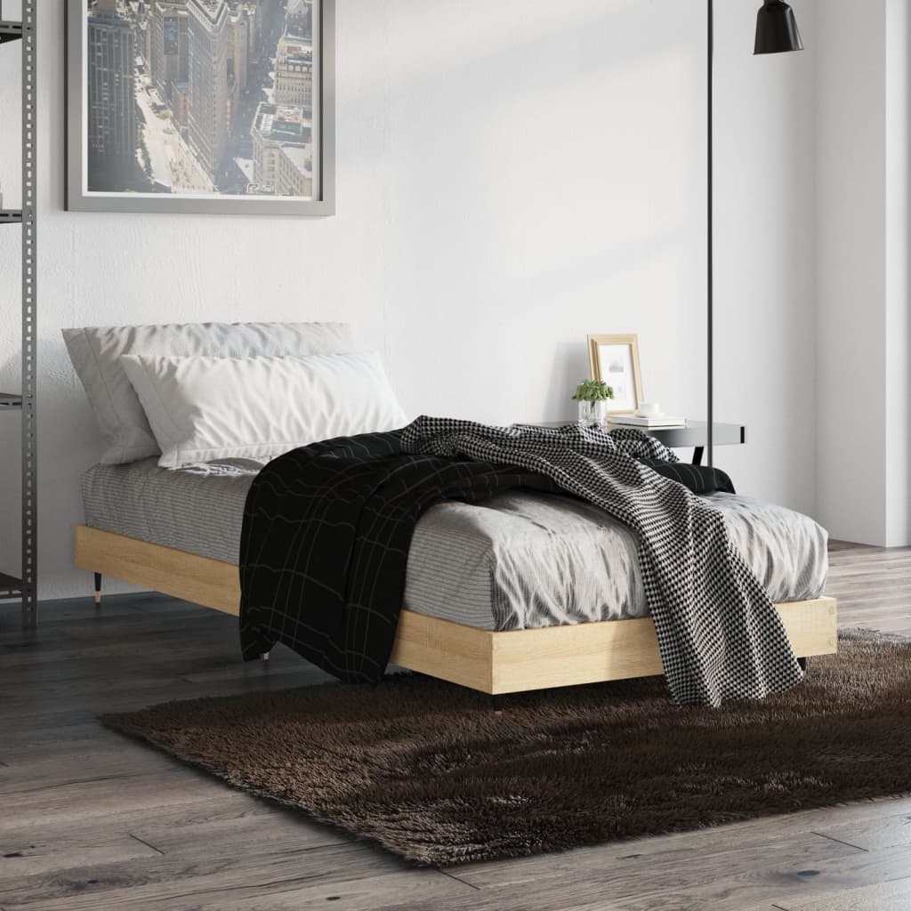 Bed frame without mattress Sonoma oak 75x190 cm wood material