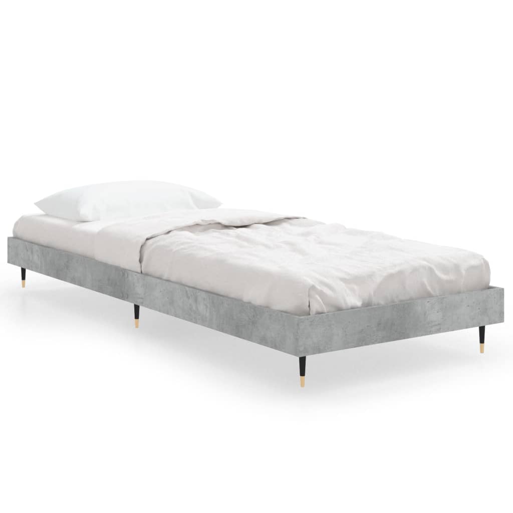 Bed frame concrete grey 75x190 cm wood material