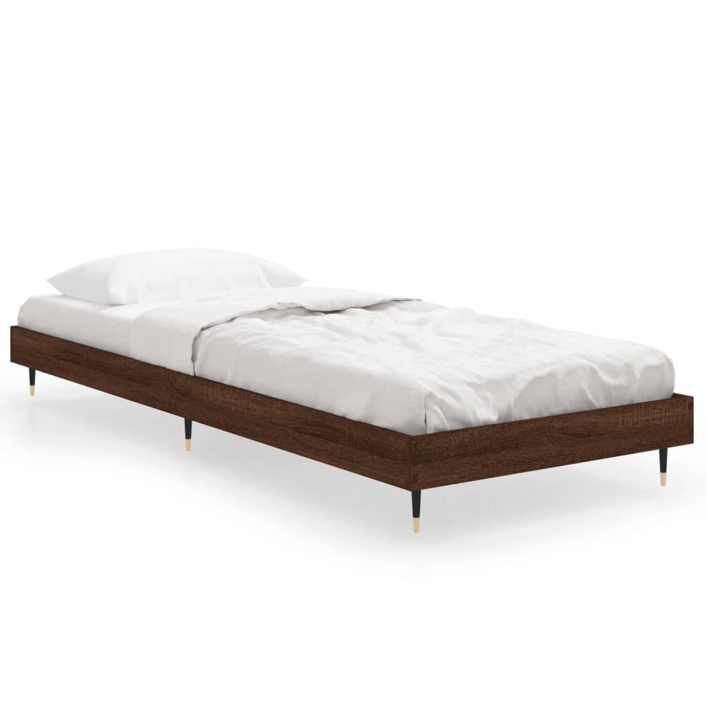 Bed frame without mattress brown oak 75x190 cm wood material