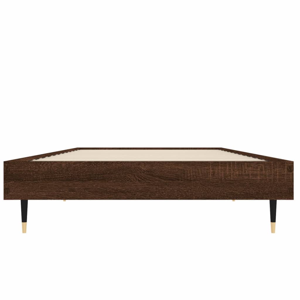 Bed frame without mattress brown oak 75x190 cm wood material