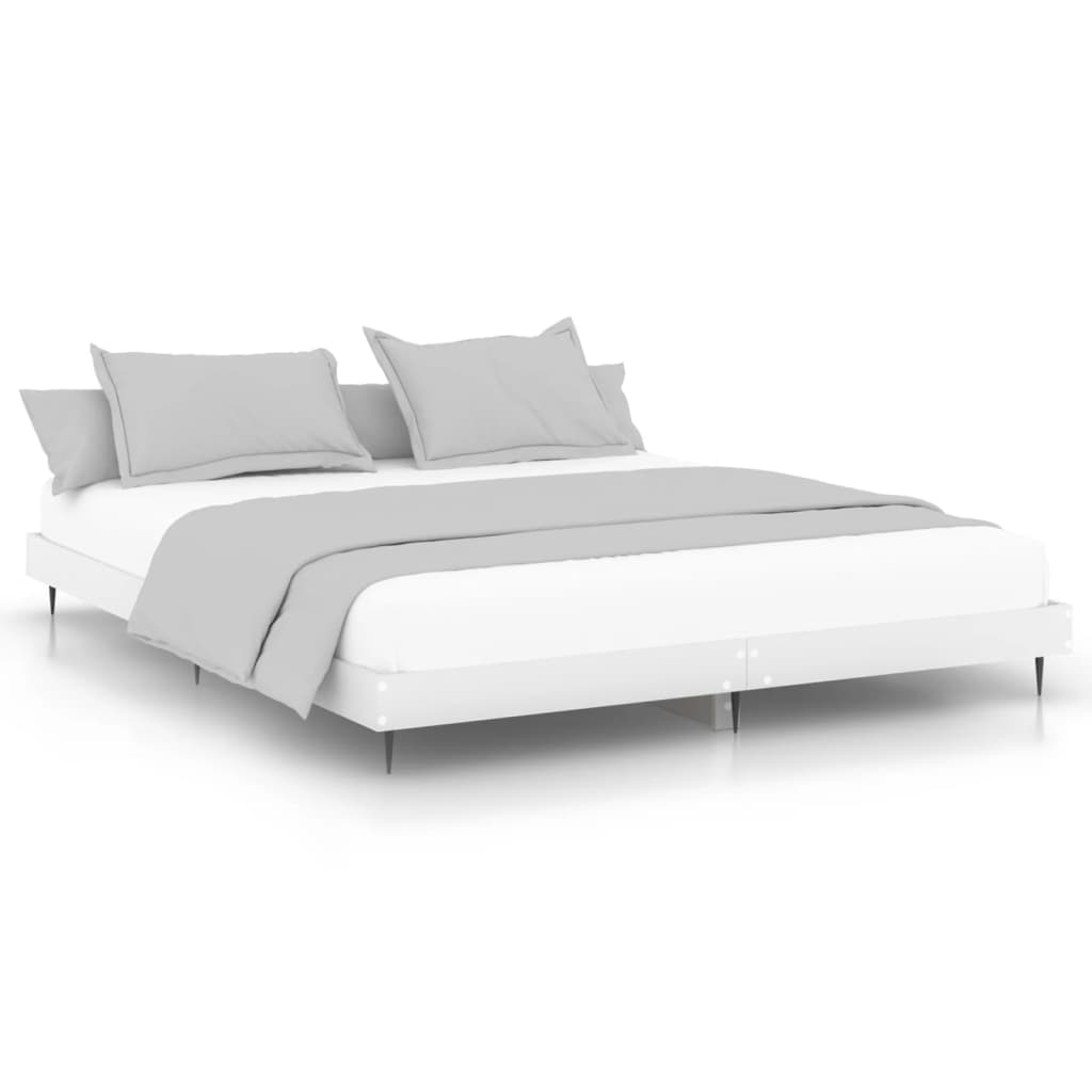 Bed frame white 200x200 cm wood material