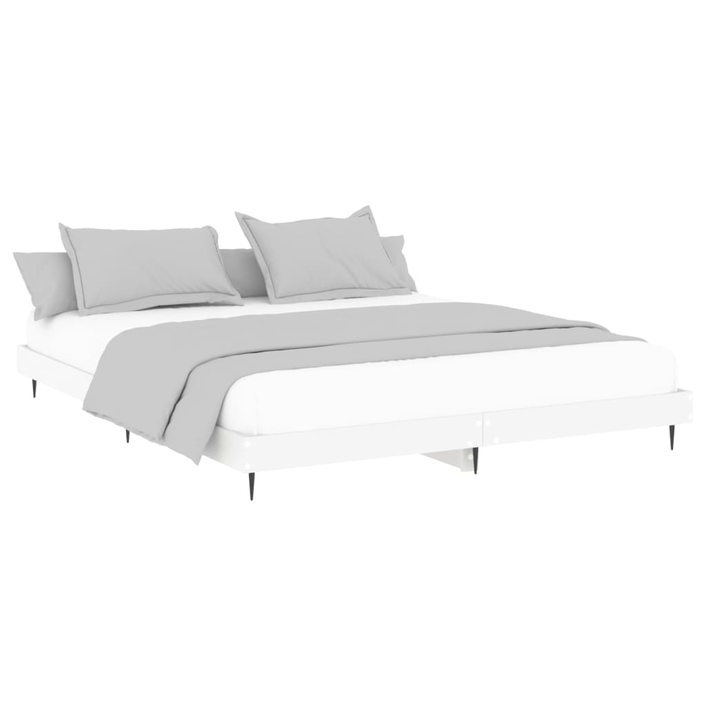 Bed frame white 200x200 cm wood material