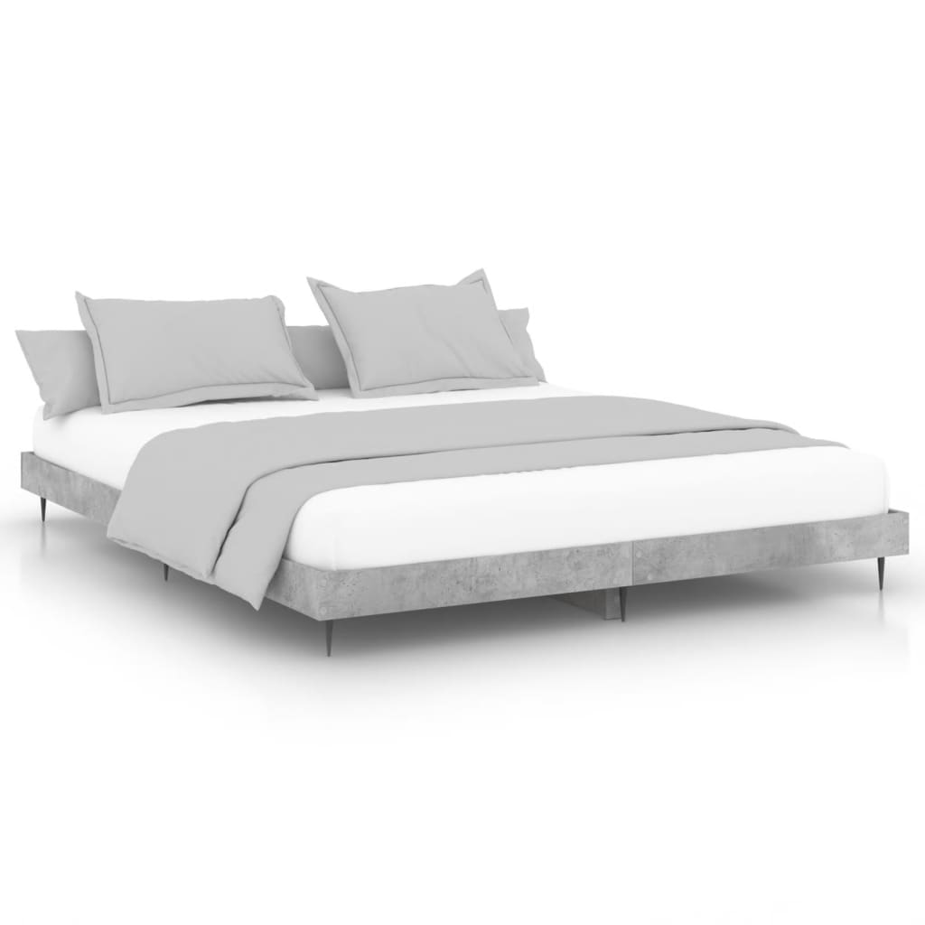 Bed frame concrete grey 200x200 cm wood material