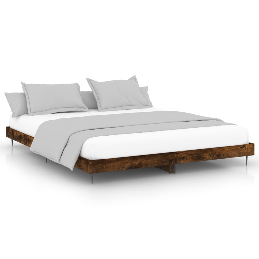 Bed frame without mattress smoked oak 200x200 cm wood material