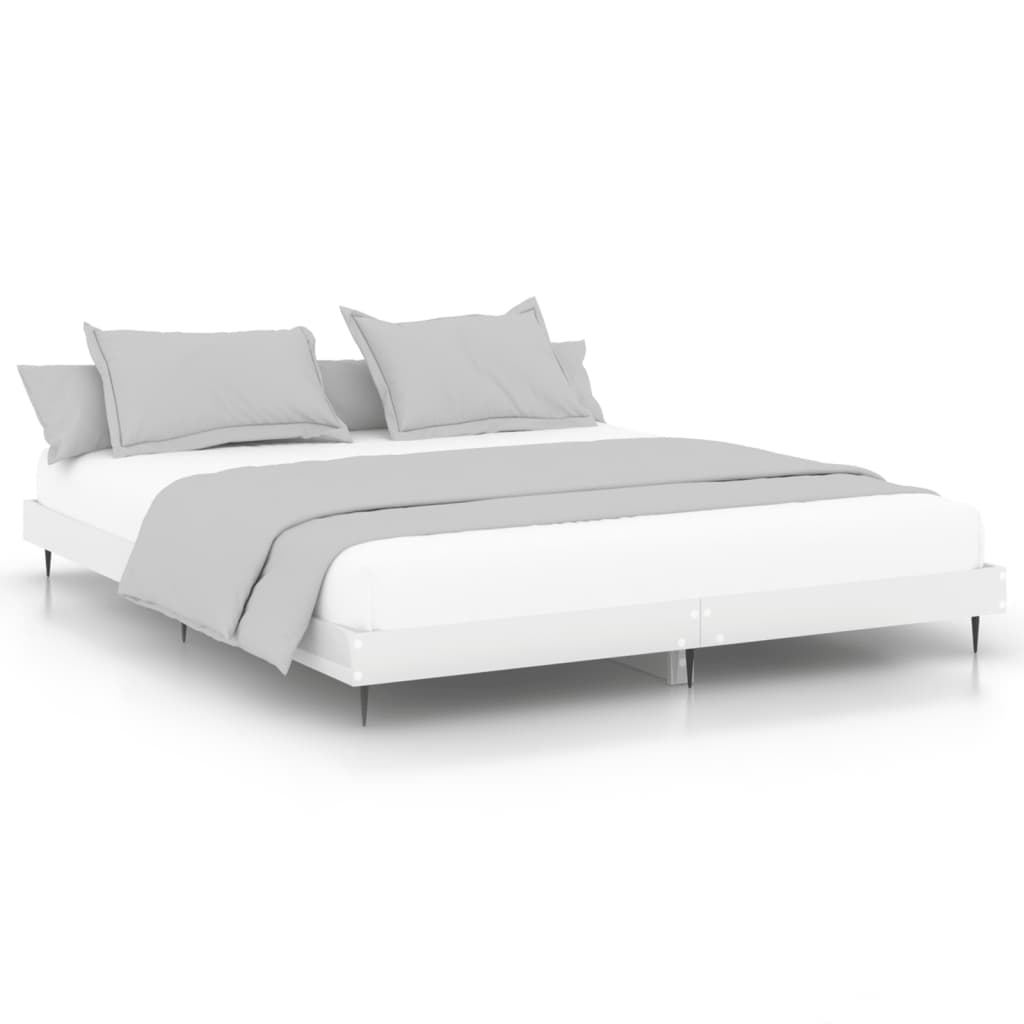 Bed frame high-gloss white 180x200 cm wood material