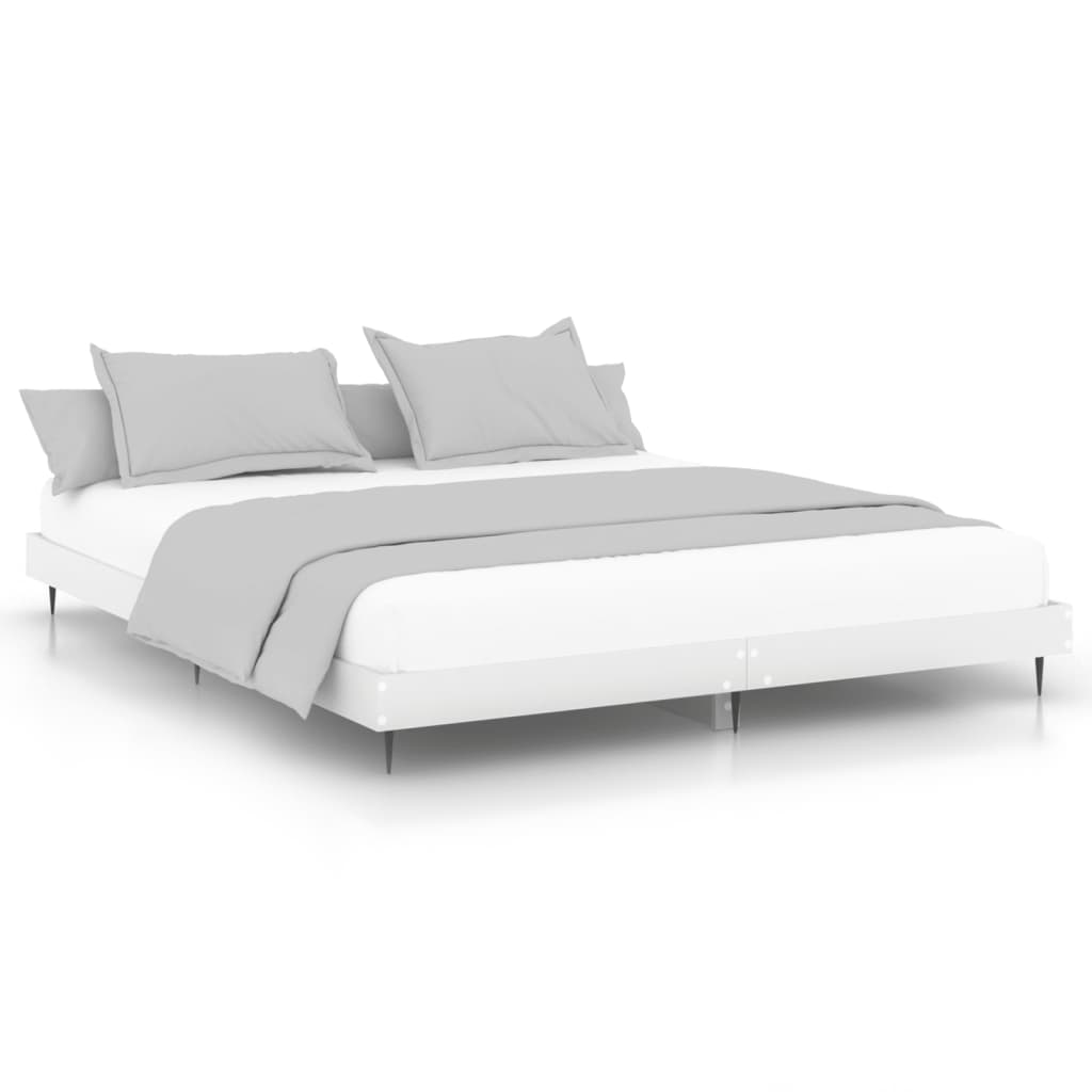 Bed frame without mattress white 160x200 cm wood material