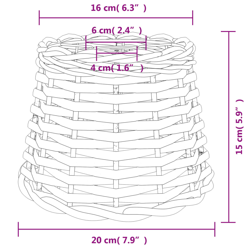 Lampshade White Ø20x15 cm Wicker