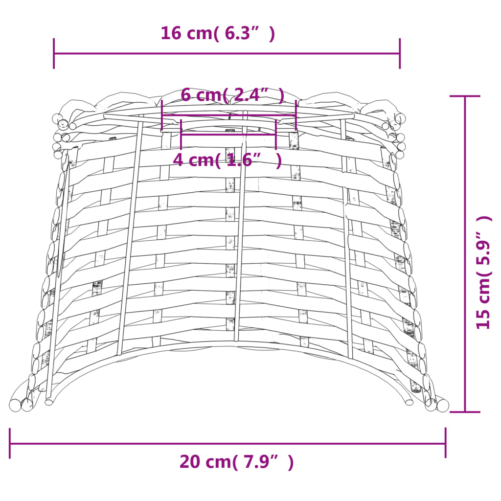 Lampenschirm Weiß Ø20x15 cm Korbweide