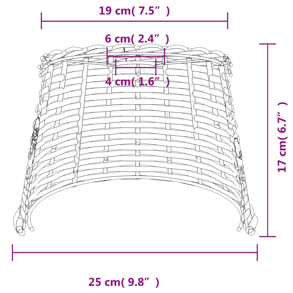 Lampenschirm Weiß Ø25x17 cm Korbweide