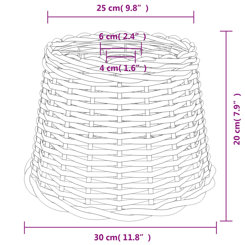 Lampshade White Ø30x20 cm Wicker