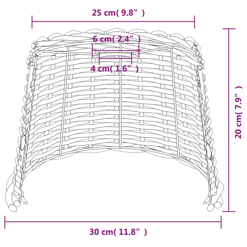 Lampenschirm Weiß Ø30x20 cm Korbweide