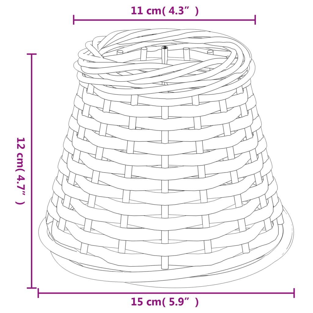 Lampenschirm Weiß Ø15x12 cm Korbweide