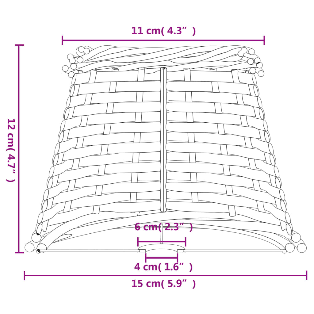 Lampenschirm Weiß Ø15x12 cm Korbweide