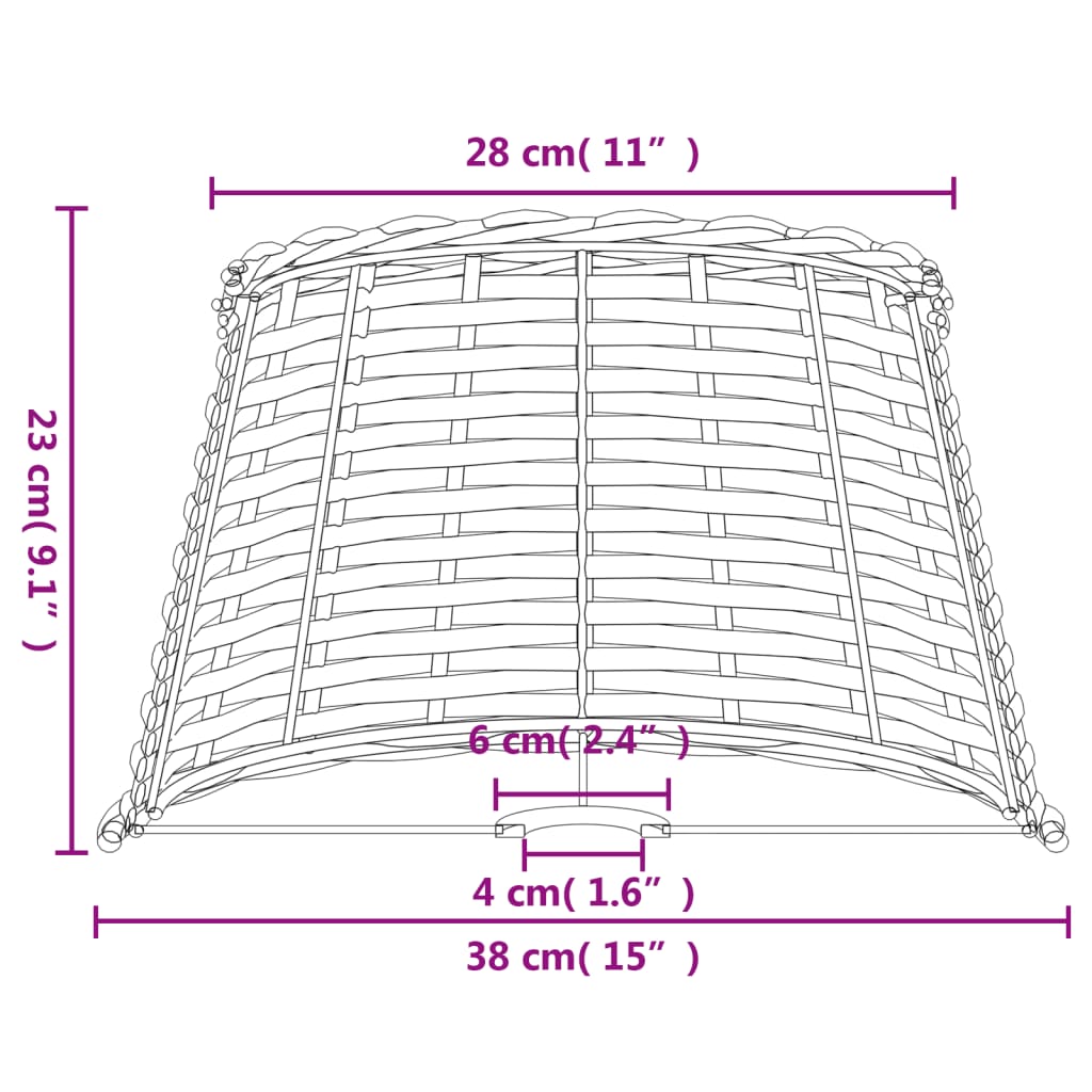 Lampenschirm Weiß Ø38x23 cm Korbweide