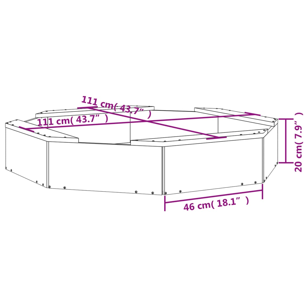 Sandpit with Seats Gray Octagon Solid Pine Wood