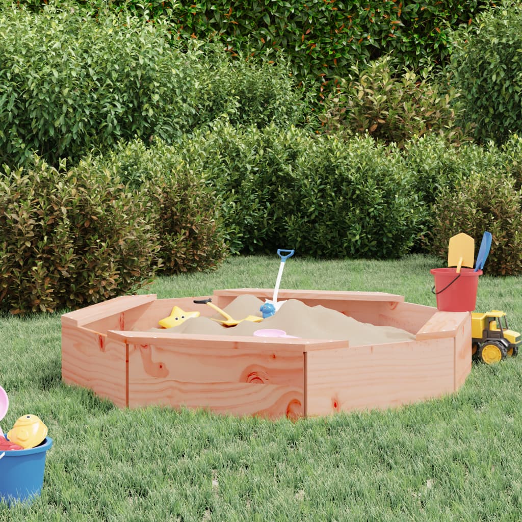 Sandbox with Seats Octagon Solid Wood Douglas Fir