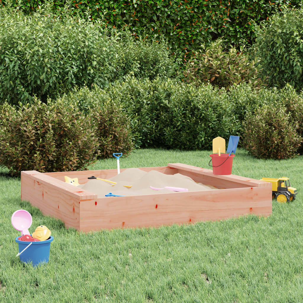 Sandpit with Seats Square Solid Wood Douglas Fir