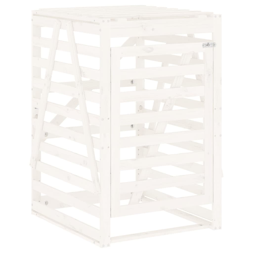 Garbage can box white 84x90x128.5 cm solid pine wood