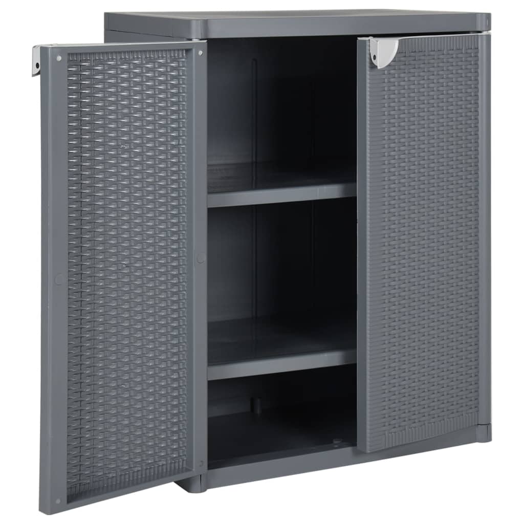 Garden Cabinet Grey 65x45x88 cm PP Rattan Look