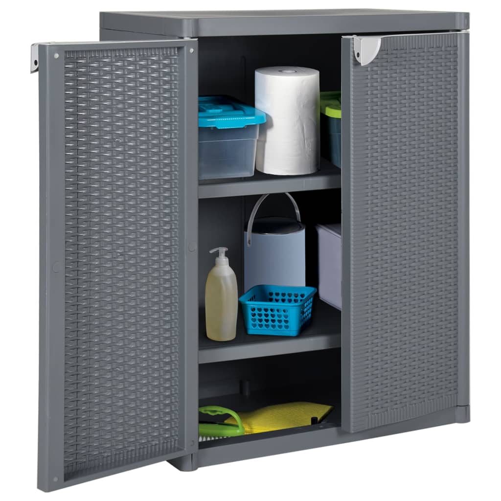 Garden Cabinet Grey 65x45x88 cm PP Rattan Look