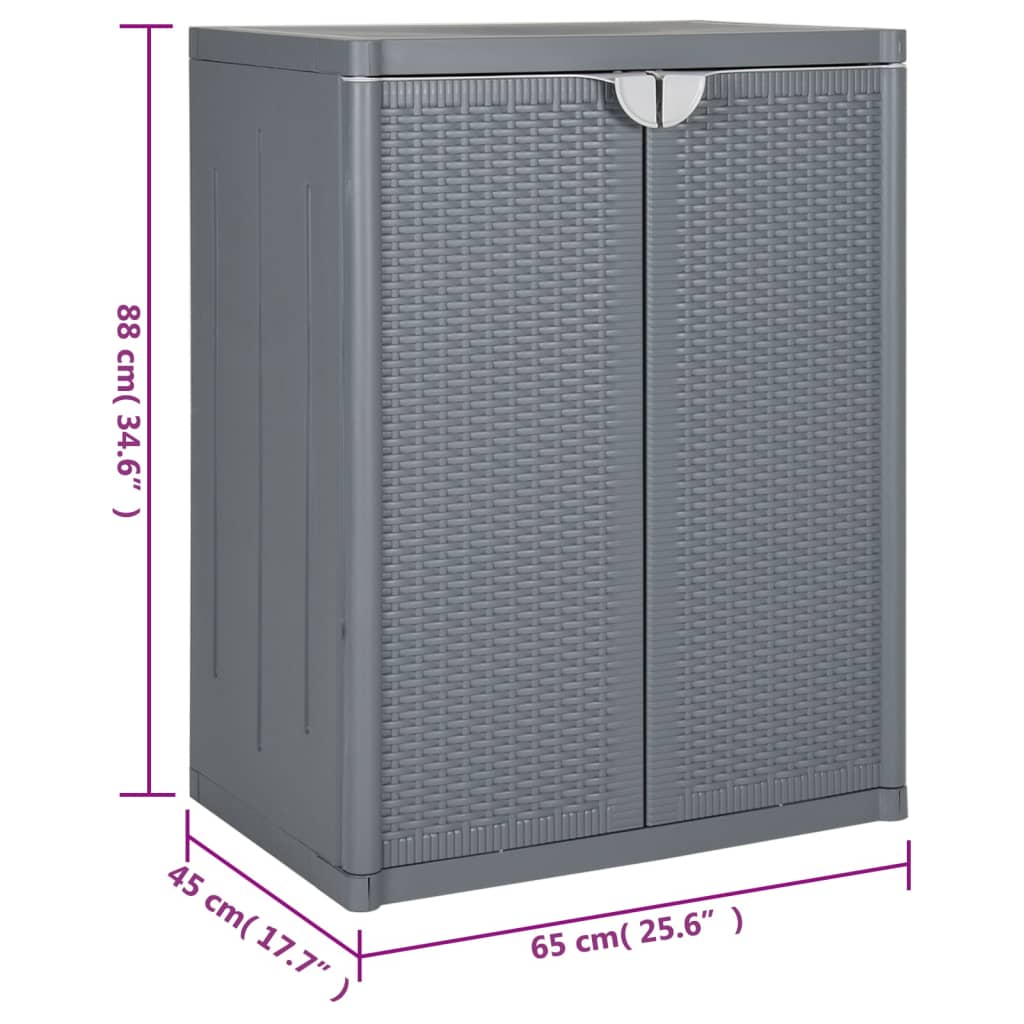 Garden Cabinet Grey 65x45x88 cm PP Rattan Look