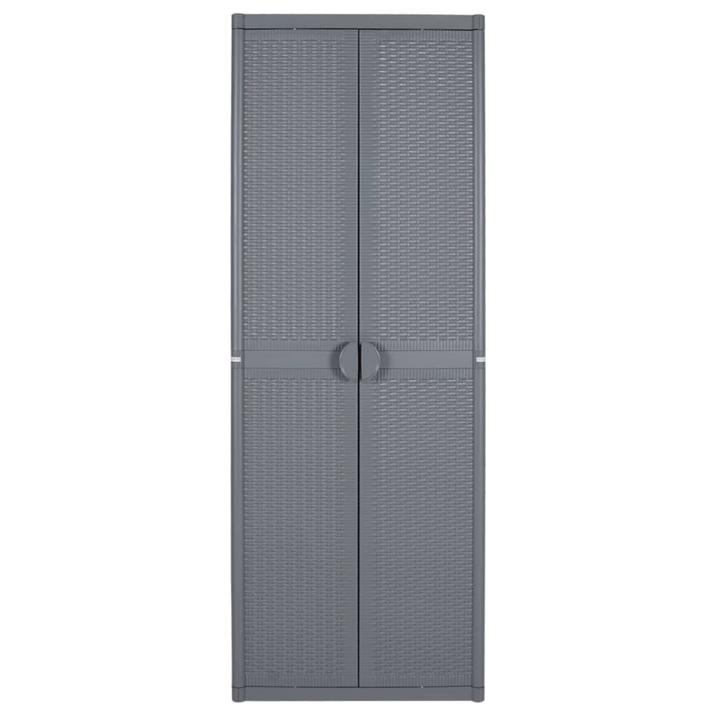 Garden Cabinet Grey 65x45x172 cm PP Rattan