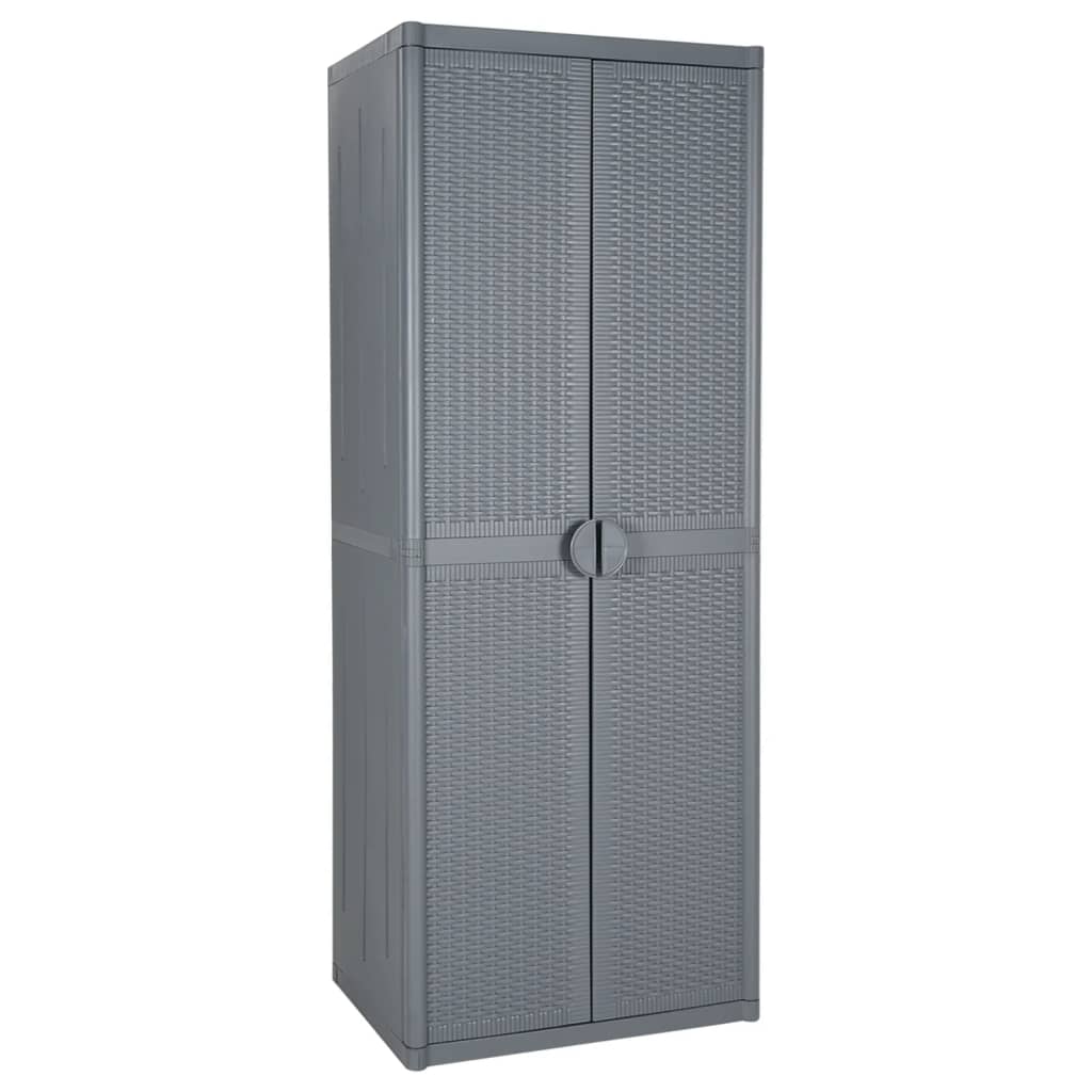 Garden Cabinet Grey 65x45x172 cm PP Rattan