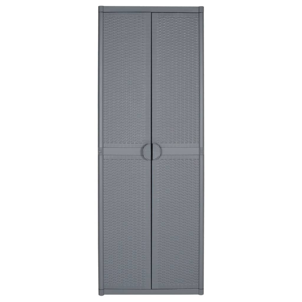 Garden Cabinet Grey 65x45x172 cm PP Rattan