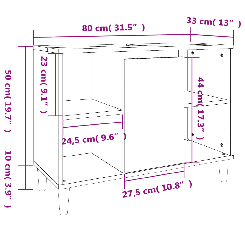 4-tlg. Badmöbel-Set Weiß Holzwerkstoff