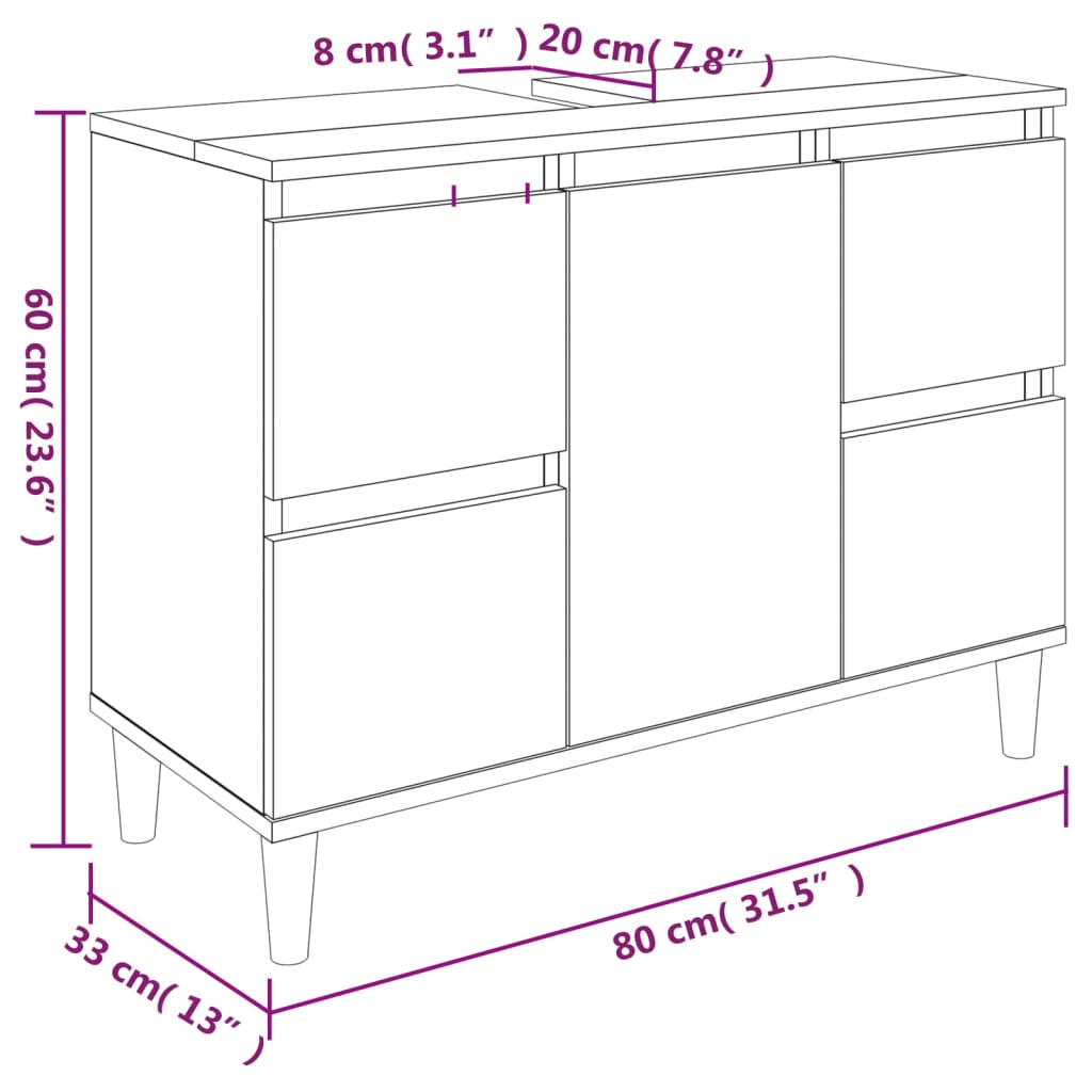 2-tlg. Badmöbel-Set Weiß Holzwerkstoff