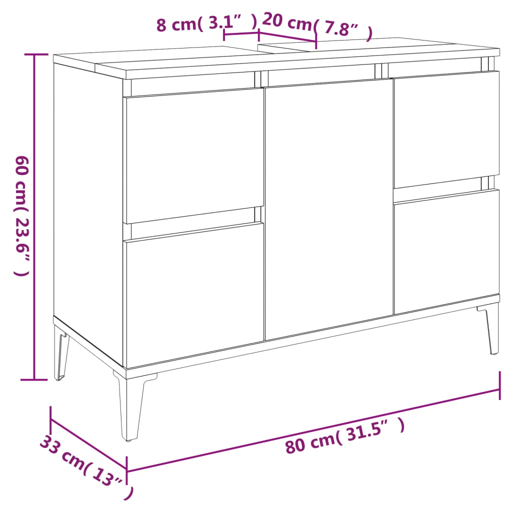 2-tlg. Badmöbel-Set Weiß Holzwerkstoff