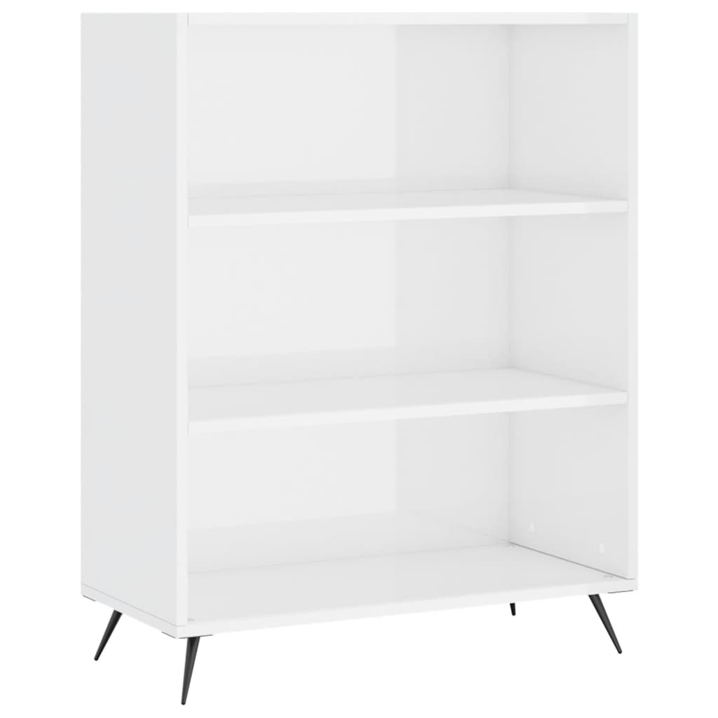 Bookcase High Gloss White 69.5x32.5x90 cm Wood Material