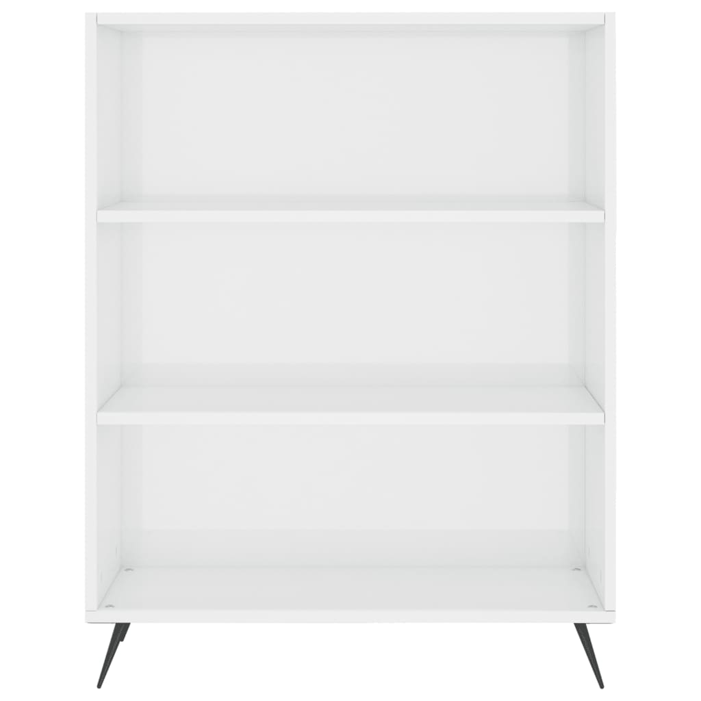 Bookcase High Gloss White 69.5x32.5x90 cm Wood Material