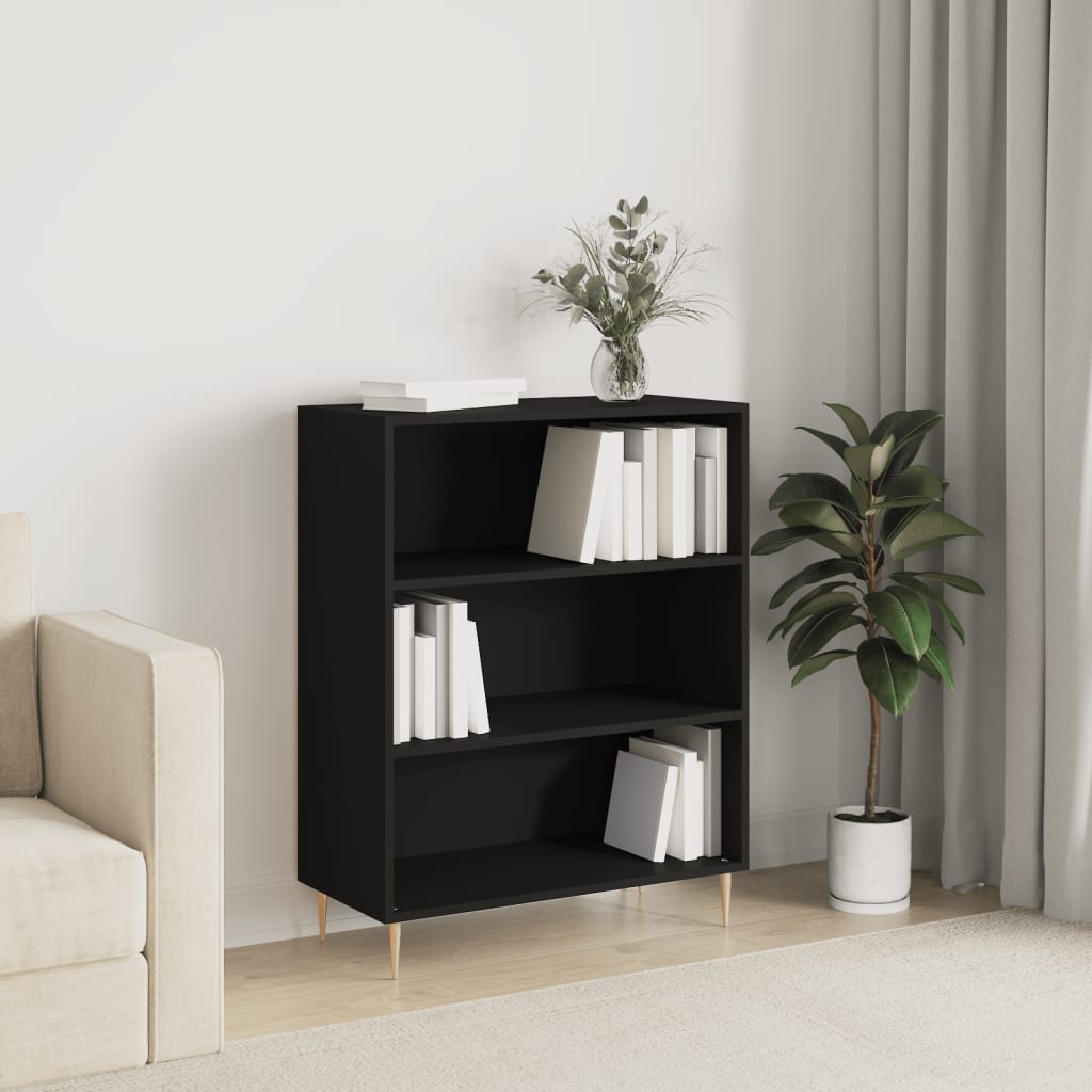 Bookshelf Black 69.5x32.5x90 cm Wood Material