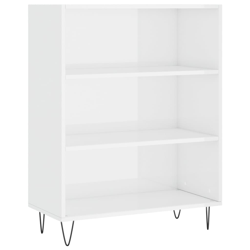 Bookcase High Gloss White 69.5x32.5x90 cm Wood Material