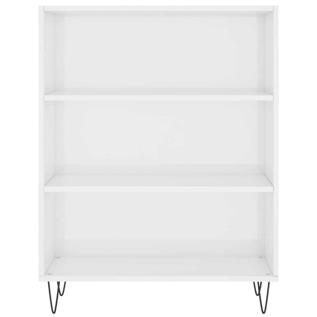 Bookcase High Gloss White 69.5x32.5x90 cm Wood Material