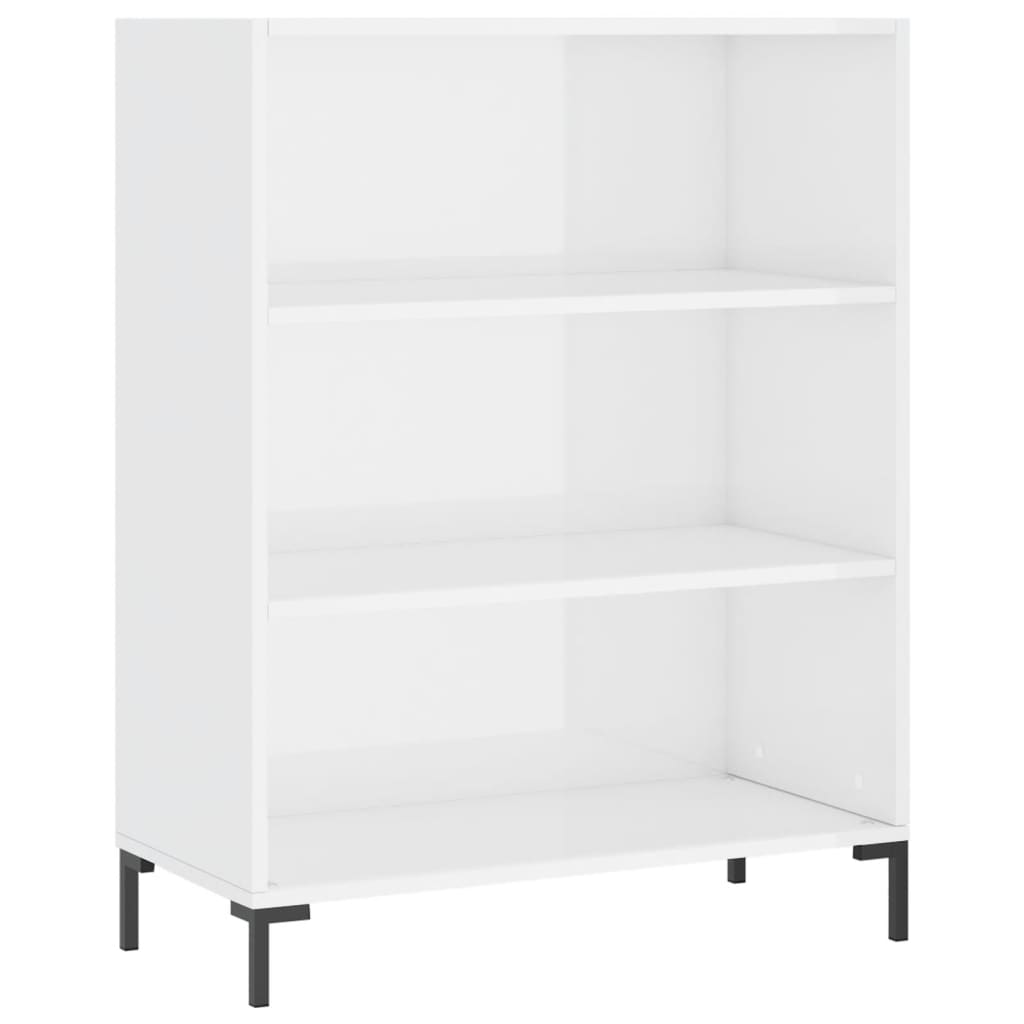 Bookcase High Gloss White 69.5x32.5x90 cm Wood Material