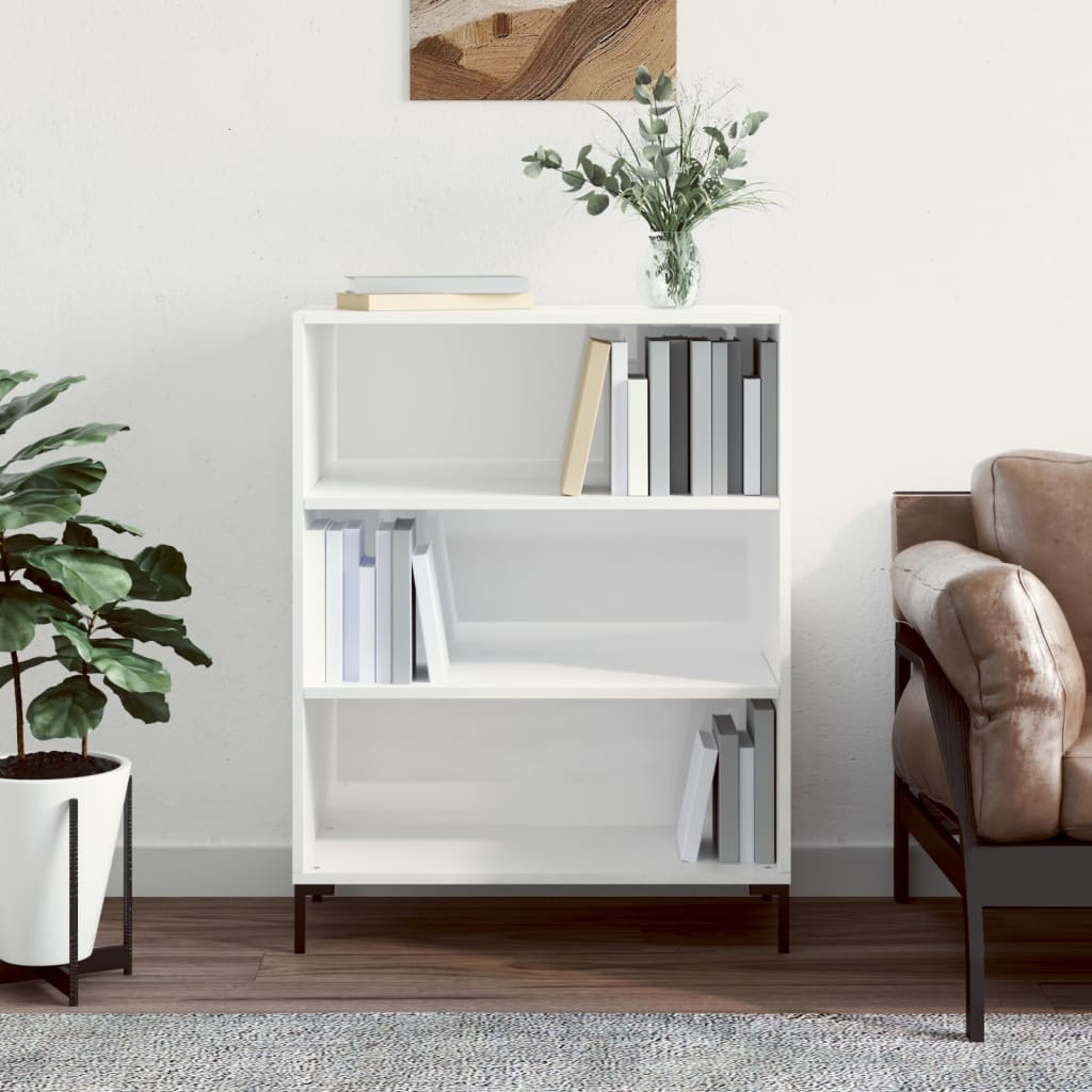 Bookcase High Gloss White 69.5x32.5x90 cm Wood Material