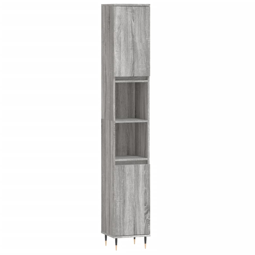 Bathroom cabinet gray Sonoma 30x30x190 cm made of wood