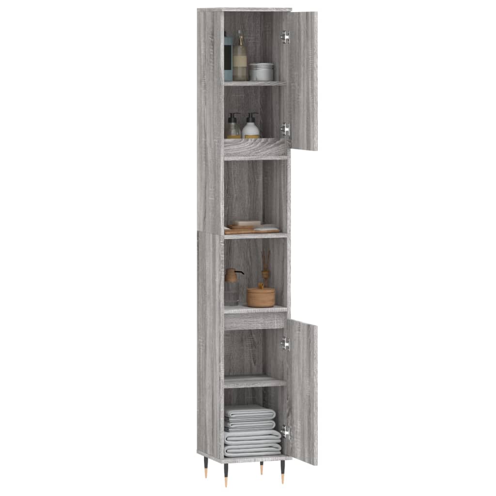 Bathroom cabinet gray Sonoma 30x30x190 cm made of wood