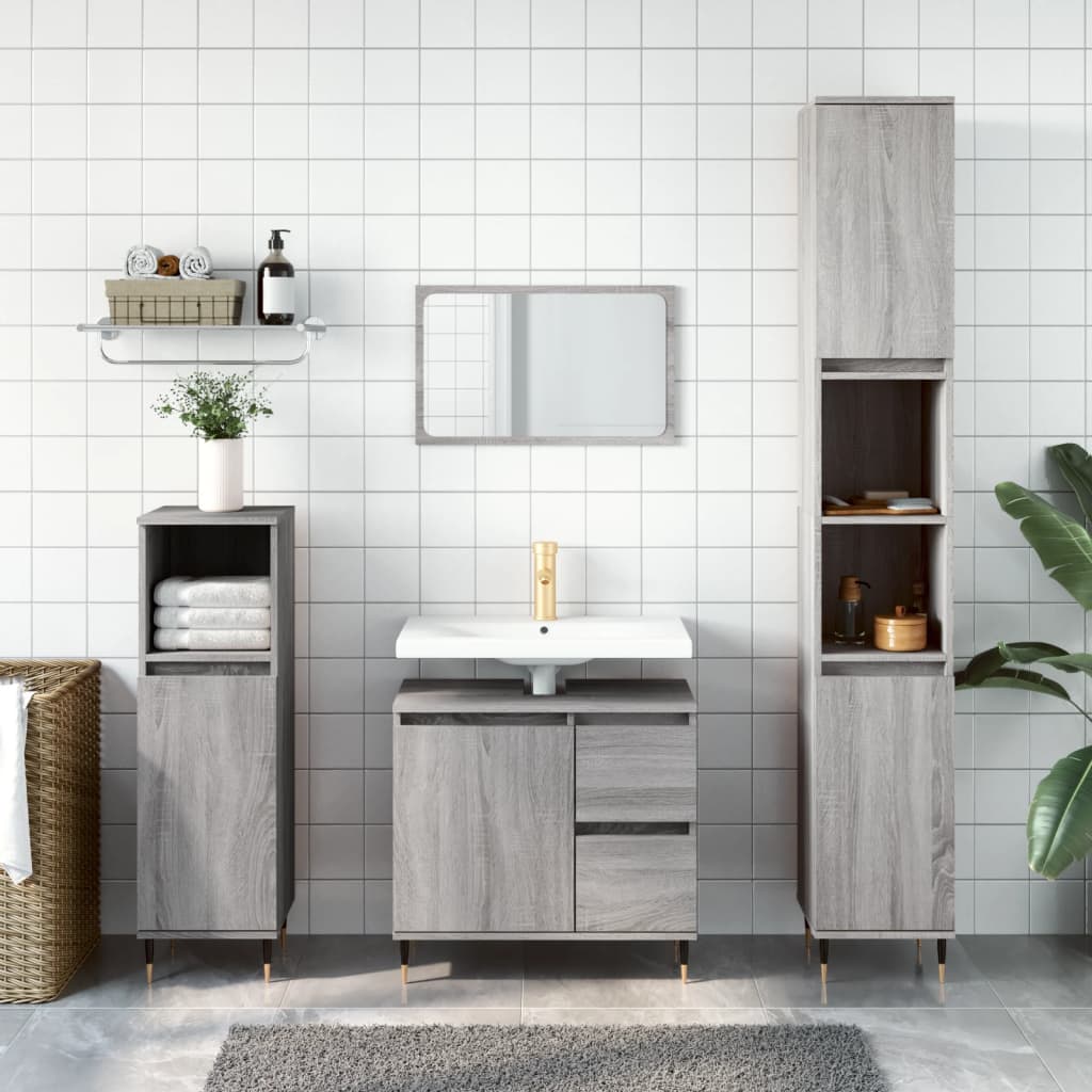 Bathroom cabinet gray Sonoma 30x30x190 cm made of wood