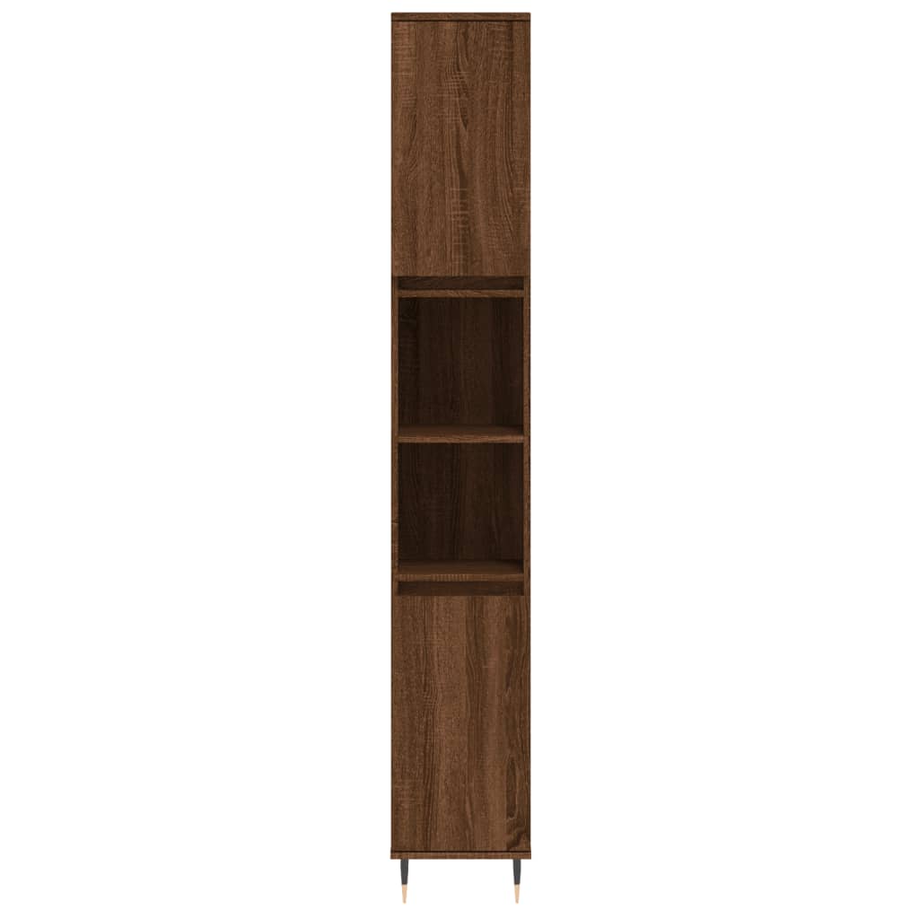 Bathroom Cabinet Brown Oak Look 30x30x190 cm Wood Material