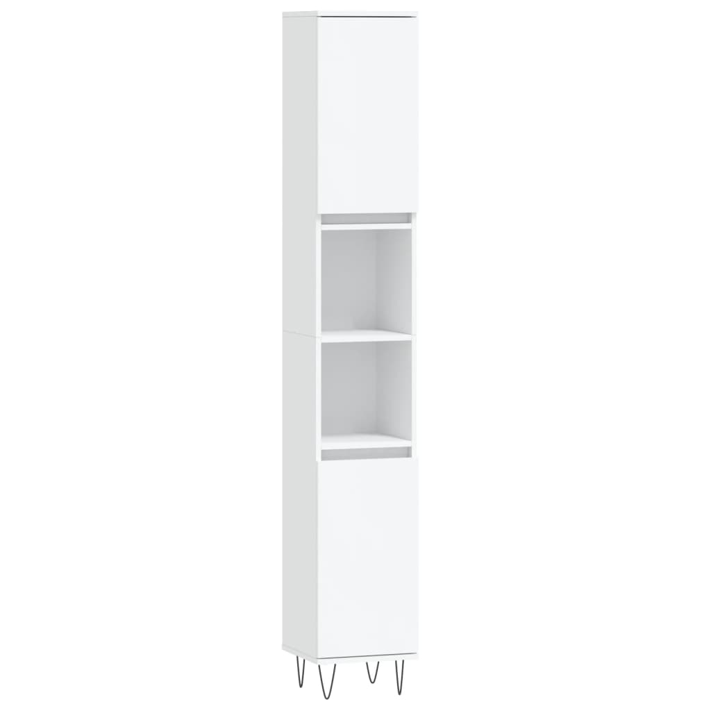 Bathroom Cabinet White 30x30x190 cm Wood Material