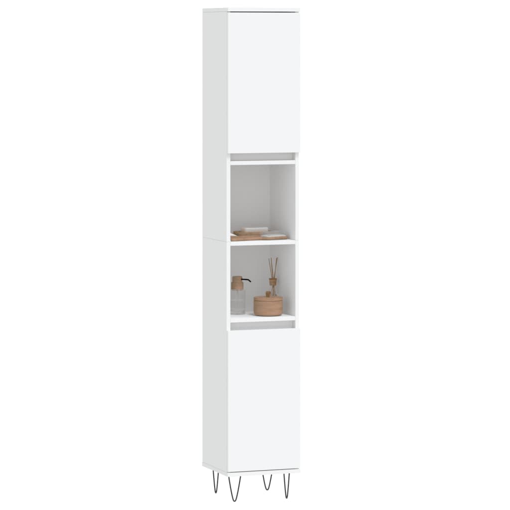 Bathroom Cabinet White 30x30x190 cm Wood Material