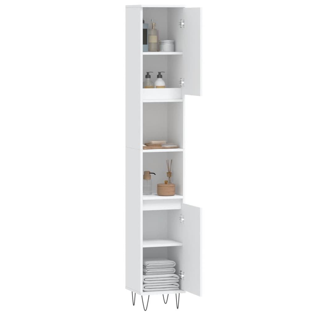 Bathroom Cabinet White 30x30x190 cm Wood Material