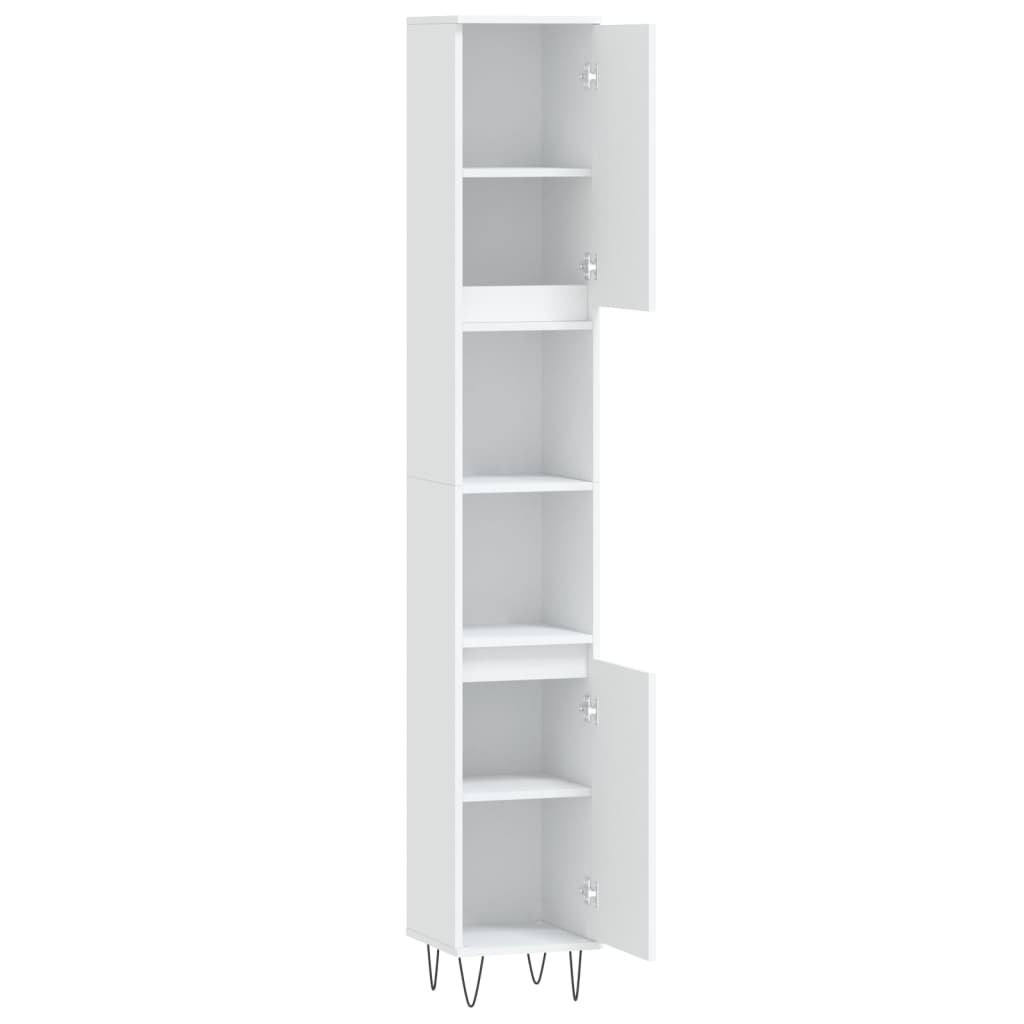 Bathroom Cabinet White 30x30x190 cm Wood Material